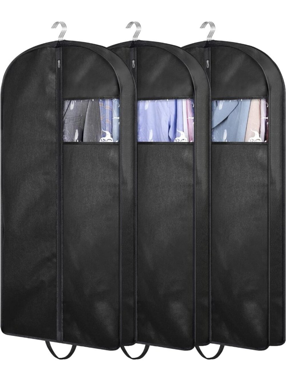 43" Gusseted Suit Bags for Closet Storage & Travel - 3 Pack Garment Covers